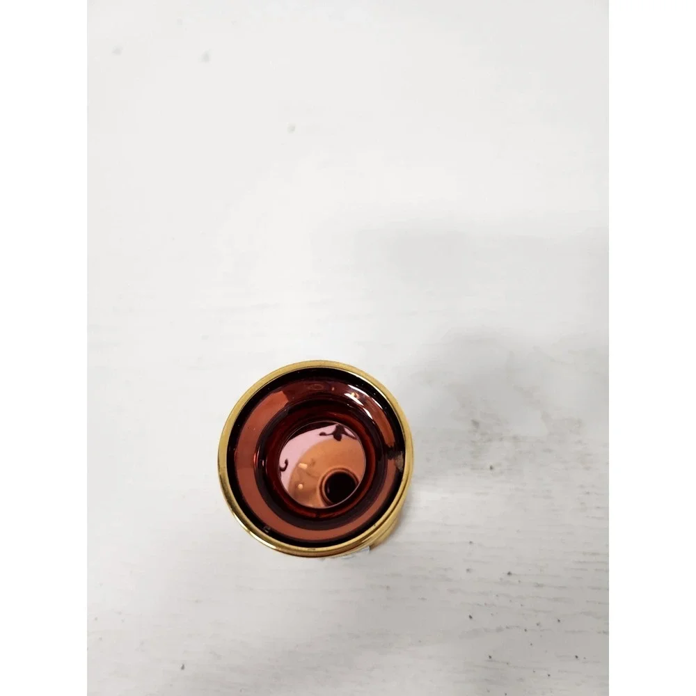 Vintage Bohemian Pink Glass Gold Overlay Floral Vase Raised Design Germany - Picture 2 of 10